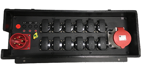 CEE 32 VT > 32 A + 12x Schuko